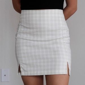 white and green plaid skirt